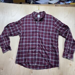 Brooks Brothers Milano Button Down XL Maroon Striped Collar Shirt